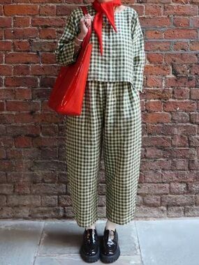Beyond Nine - Lily and Mabel Matcha Gingham set